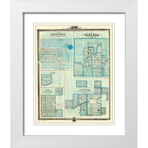 Shenandoah, Bedford, Avery, Afton, Creston Iowa White Modern Wood Framed Art Print with Double Matting by Andreas