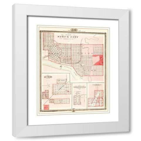 Sioux City, Le Mars Iowa - Andreas 1875 White Modern Wood Framed Art Print with Double Matting by Andreas