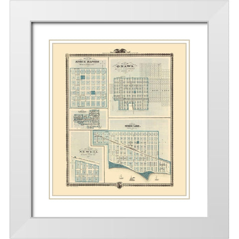 Sioux Rapids, Onawa, Earlville, Storm Lake, Newell White Modern Wood Framed Art Print with Double Matting by Andreas