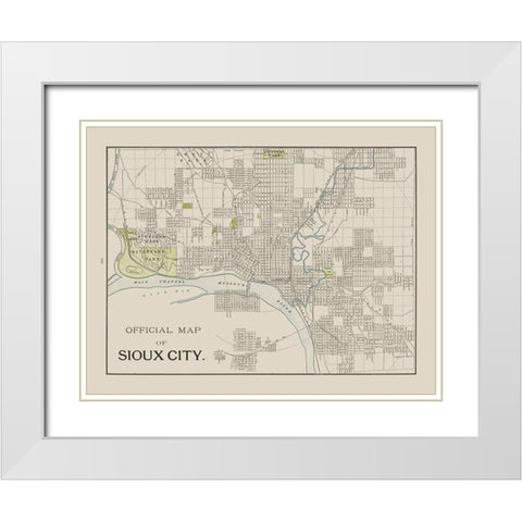 Sioux City Iowa - Cram 1892 White Modern Wood Framed Art Print with Double Matting by Cram