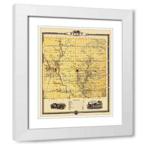 Story Iowa Landowner - Shober 1875 White Modern Wood Framed Art Print with Double Matting by Shober