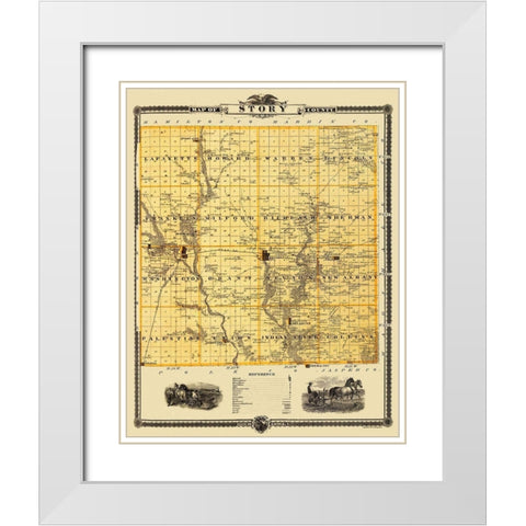 Story Iowa Landowner - Shober 1875 White Modern Wood Framed Art Print with Double Matting by Shober