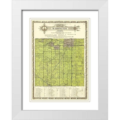 Washington Iowa Landowner - Kenyon 1926 White Modern Wood Framed Art Print with Double Matting by Kenyon