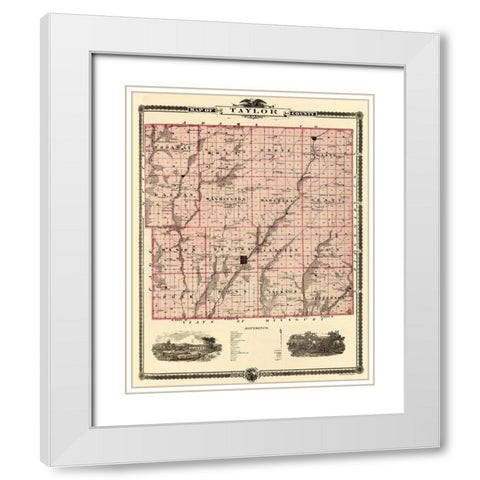 Taylor Iowa Landowner - Andreas 1875 White Modern Wood Framed Art Print with Double Matting by Andreas