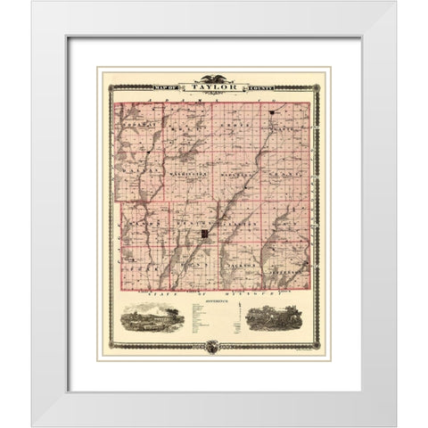 Taylor Iowa Landowner - Andreas 1875 White Modern Wood Framed Art Print with Double Matting by Andreas