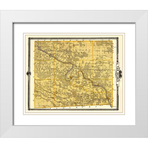 Van Buren Iowa Landowner - Andreas 1875 White Modern Wood Framed Art Print with Double Matting by Andreas