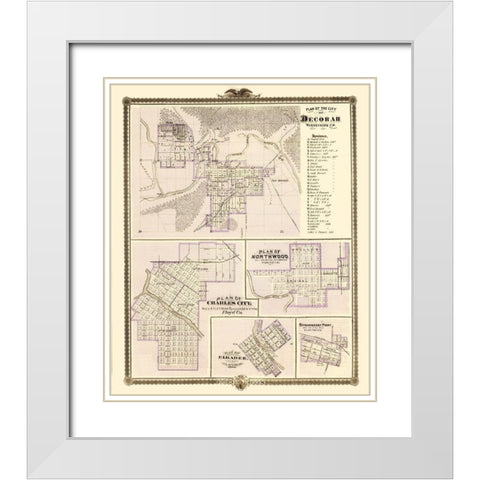 Decorah, Northwood, Charles City Iowa White Modern Wood Framed Art Print with Double Matting by Andreas