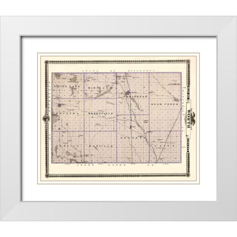 Worth Iowa Landowner - Andreas 1874 White Modern Wood Framed Art Print with Double Matting by Andreas