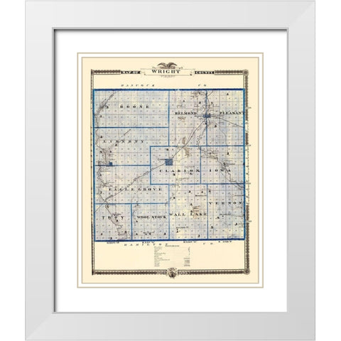 Wright Iowa Landowner - Andreas 1874 White Modern Wood Framed Art Print with Double Matting by Andreas