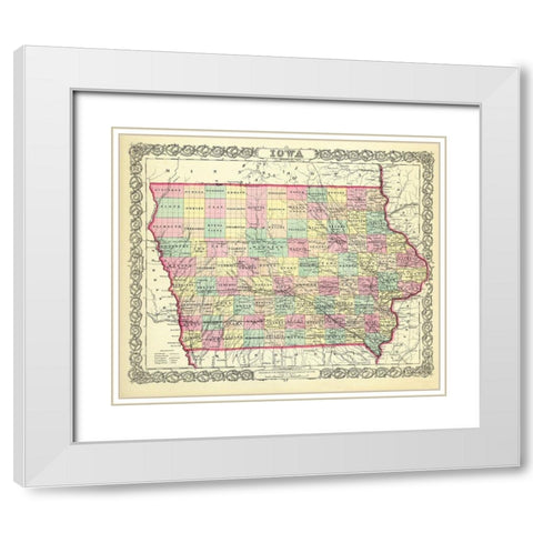 Iowa - Colton 1856 White Modern Wood Framed Art Print with Double Matting by Colton