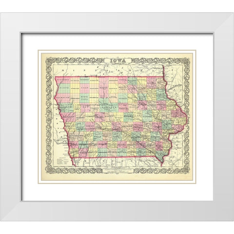 Iowa - Colton 1856 White Modern Wood Framed Art Print with Double Matting by Colton