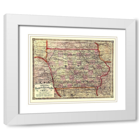 Iowa - Cram 1875 White Modern Wood Framed Art Print with Double Matting by Cram