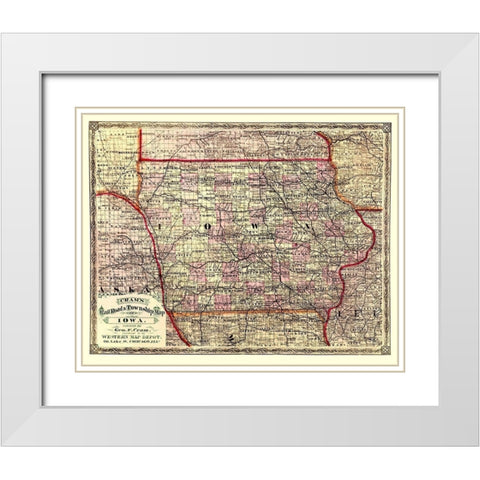 Iowa - Cram 1875 White Modern Wood Framed Art Print with Double Matting by Cram