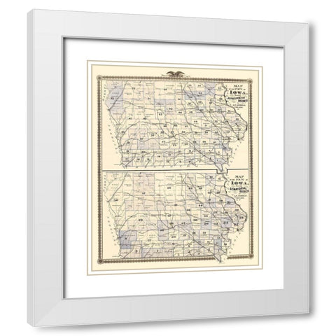 Iowa with Representative, Senatorial Districts White Modern Wood Framed Art Print with Double Matting by Andreas