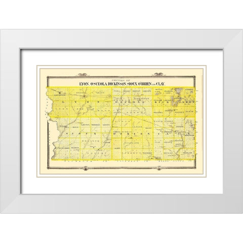 Lyon Osceola Dickinson Sioux Obrien Clay Iowa White Modern Wood Framed Art Print with Double Matting by Andreas