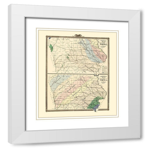 Iowa Geology, Climate - Andreas 1874 White Modern Wood Framed Art Print with Double Matting by Andreas