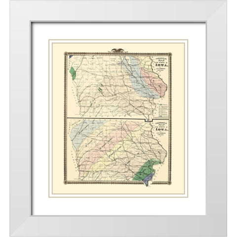 Iowa Geology, Climate - Andreas 1874 White Modern Wood Framed Art Print with Double Matting by Andreas
