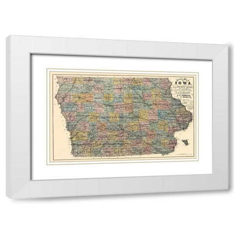 Iowa - Andreas 1875 White Modern Wood Framed Art Print with Double Matting by Andreas