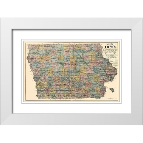 Iowa - Andreas 1875 White Modern Wood Framed Art Print with Double Matting by Andreas