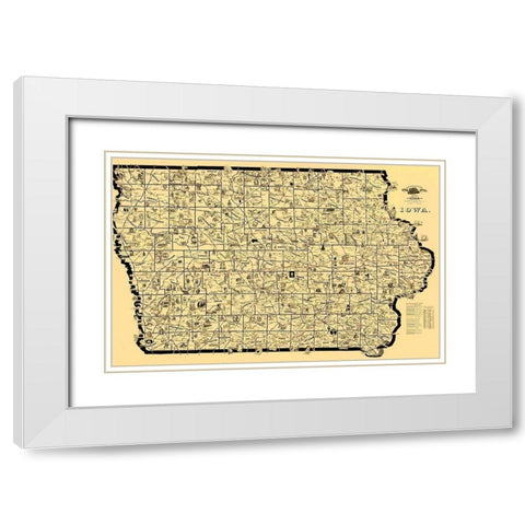 Iowa Railroad Routes - McEwen 1897 White Modern Wood Framed Art Print with Double Matting by McEwen