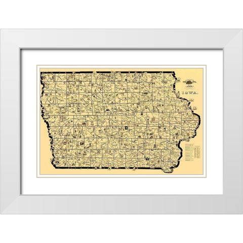 Iowa Railroad Routes - McEwen 1897 White Modern Wood Framed Art Print with Double Matting by McEwen
