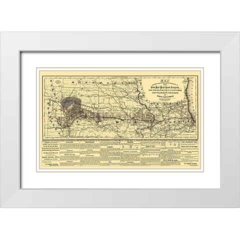 Iowa Railroad Land Company - Colton 1871 White Modern Wood Framed Art Print with Double Matting by Colton