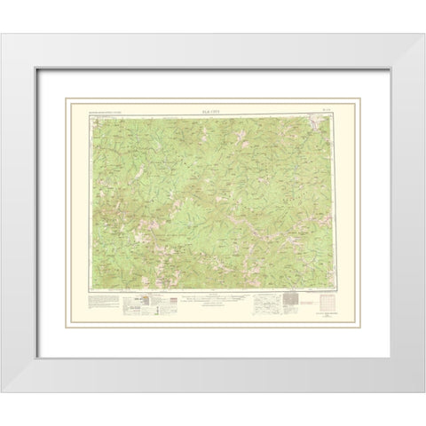 Elk City Idaho Montana Quad - USGS 1963 White Modern Wood Framed Art Print with Double Matting by USGS