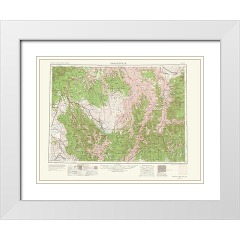 Grangeville Idaho Washington Oregon Quad White Modern Wood Framed Art Print with Double Matting by USGS