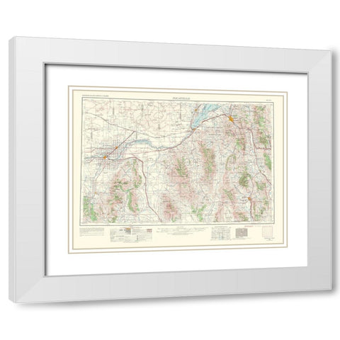 Pocatello Idaho Quad - USGS 1963 White Modern Wood Framed Art Print with Double Matting by USGS