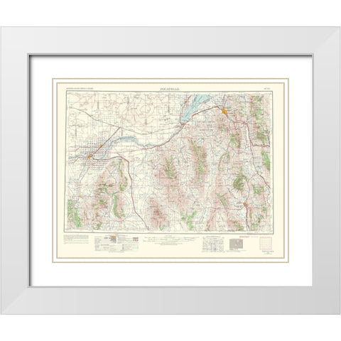 Pocatello Idaho Quad - USGS 1963 White Modern Wood Framed Art Print with Double Matting by USGS