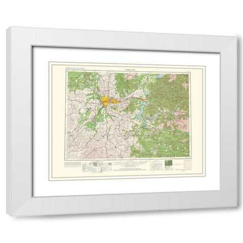 Spokane Washington Idaho Montana Quad - USGS 1965 White Modern Wood Framed Art Print with Double Matting by USGS