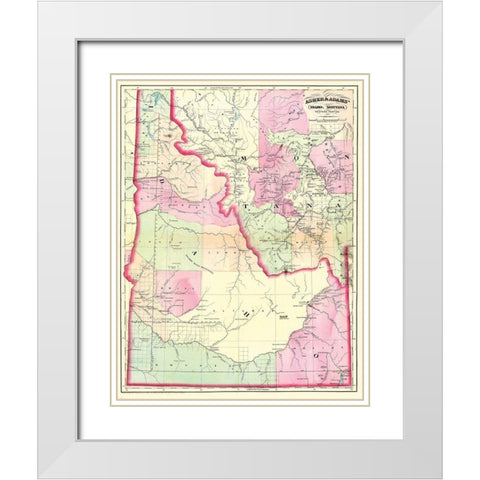 Idaho - 1874 White Modern Wood Framed Art Print with Double Matting by Asher