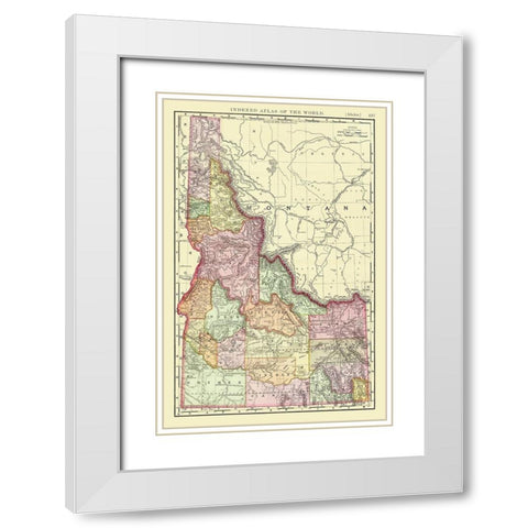 Idaho from Indexed World Atlas - Rand McNally 1897 White Modern Wood Framed Art Print with Double Matting by Rand McNally