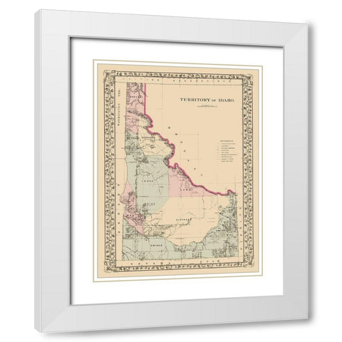 Idaho Territory - Mitchell 1881 White Modern Wood Framed Art Print with Double Matting by Mitchell