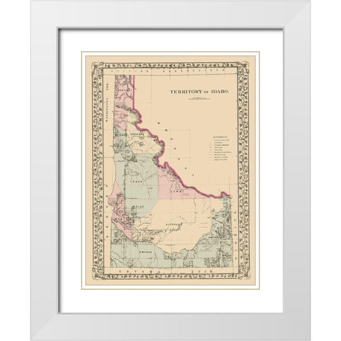 Idaho Territory - Mitchell 1881 White Modern Wood Framed Art Print with Double Matting by Mitchell