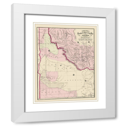 Idaho - Cram 1875 White Modern Wood Framed Art Print with Double Matting by Cram