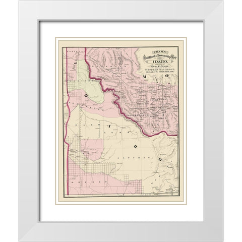Idaho - Cram 1875 White Modern Wood Framed Art Print with Double Matting by Cram