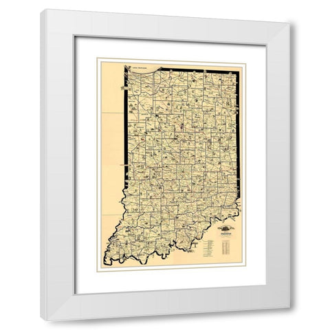 Indiana Railroad Routes - McEwen 1897 White Modern Wood Framed Art Print with Double Matting by McEwen