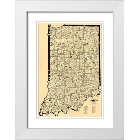 Indiana Railroad Routes - McEwen 1897 White Modern Wood Framed Art Print with Double Matting by McEwen