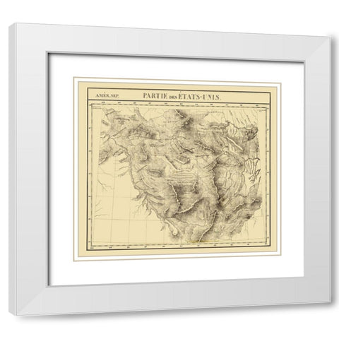 Idaho, Montana, Wyoming - Vandermaelen 1827 White Modern Wood Framed Art Print with Double Matting by Vandermaelen