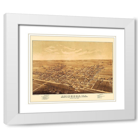 Abingdon Illinois - Shober 1874 White Modern Wood Framed Art Print with Double Matting by Shober