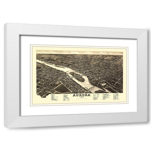 Aurora Illinois - Beck 1867 White Modern Wood Framed Art Print with Double Matting by Beck