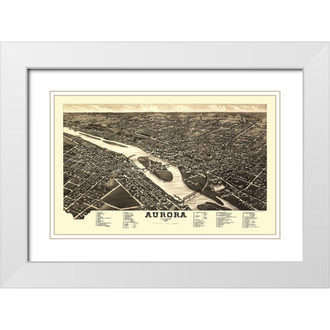 Aurora Illinois - Beck 1867 White Modern Wood Framed Art Print with Double Matting by Beck