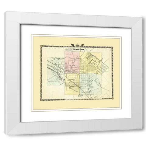 Belleville Illinois - Warner 1876 White Modern Wood Framed Art Print with Double Matting by Warner