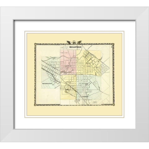 Belleville Illinois - Warner 1876 White Modern Wood Framed Art Print with Double Matting by Warner