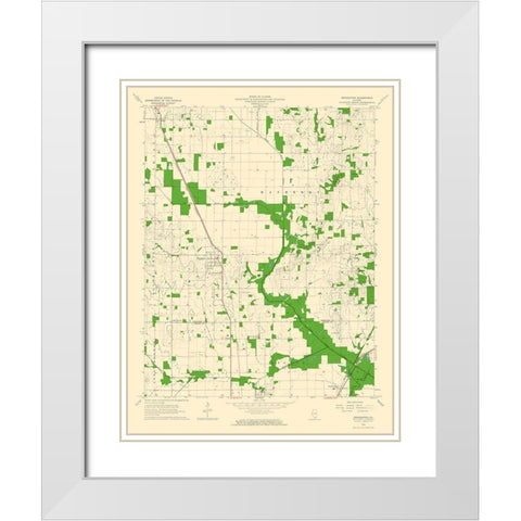 Broughton Illinois Quad - USGS 1963 White Modern Wood Framed Art Print with Double Matting by USGS