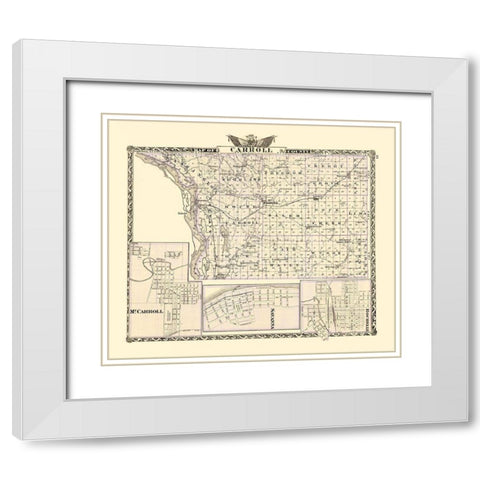 Carroll Illinois - Warner 1870 White Modern Wood Framed Art Print with Double Matting by Warner