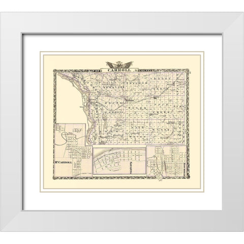 Carroll Illinois - Warner 1870 White Modern Wood Framed Art Print with Double Matting by Warner