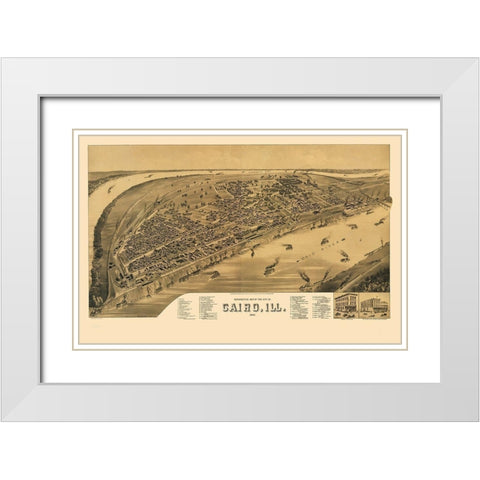 Cairo Illinois - Wellge 1888 White Modern Wood Framed Art Print with Double Matting by Wellge