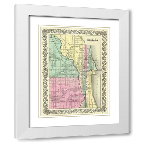 Chicago Illinois - Colton 1855 White Modern Wood Framed Art Print with Double Matting by Colton